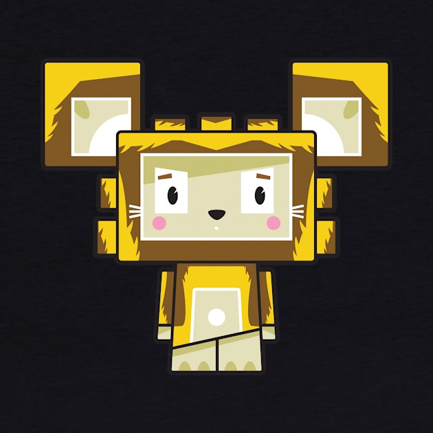 Cute Cartoon Blockimals Lion by markmurphycreative